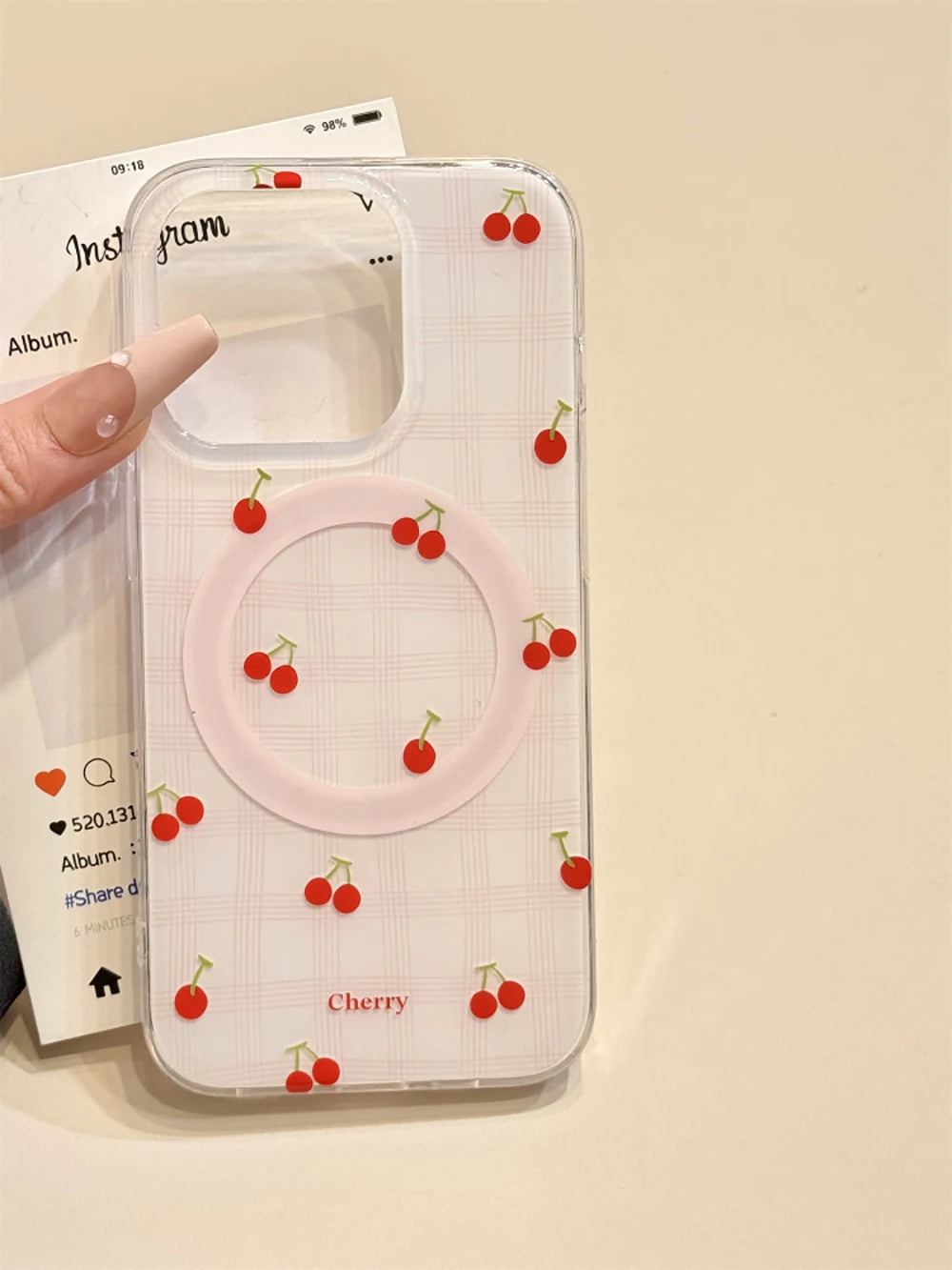 Cute Cherry Bowknot Magnetic Phone Case