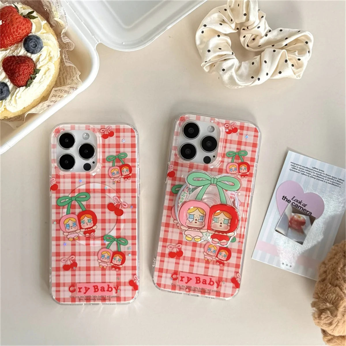 Cute Cherry Girl Magnetic Stand Phone Case