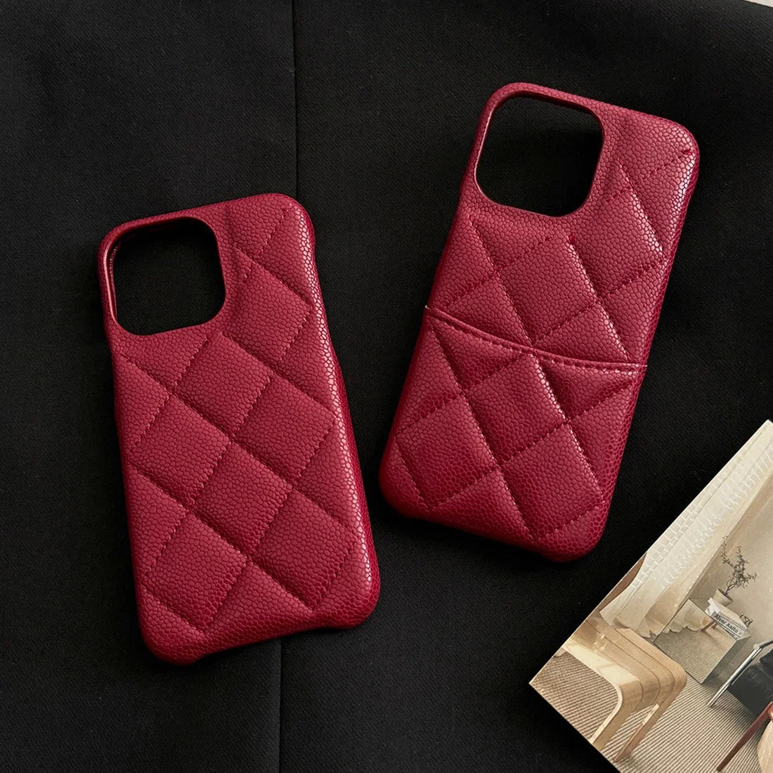 Retro Red Color Leather Phone Case