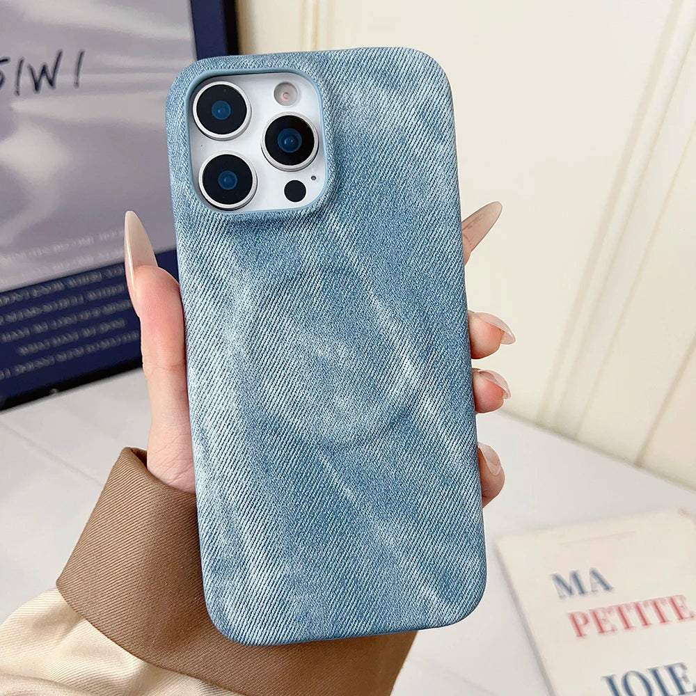 Luxury Denim Textured Magnetic Phone Case