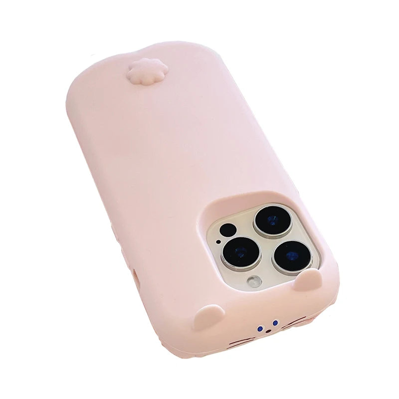 Cartoon Cute 3D Cat Soft Silicone Phone Case