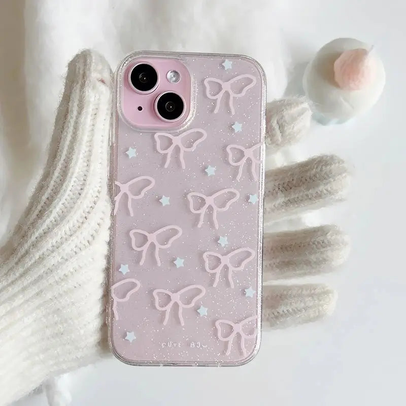 Cute Pink Bow Clear Phone Case