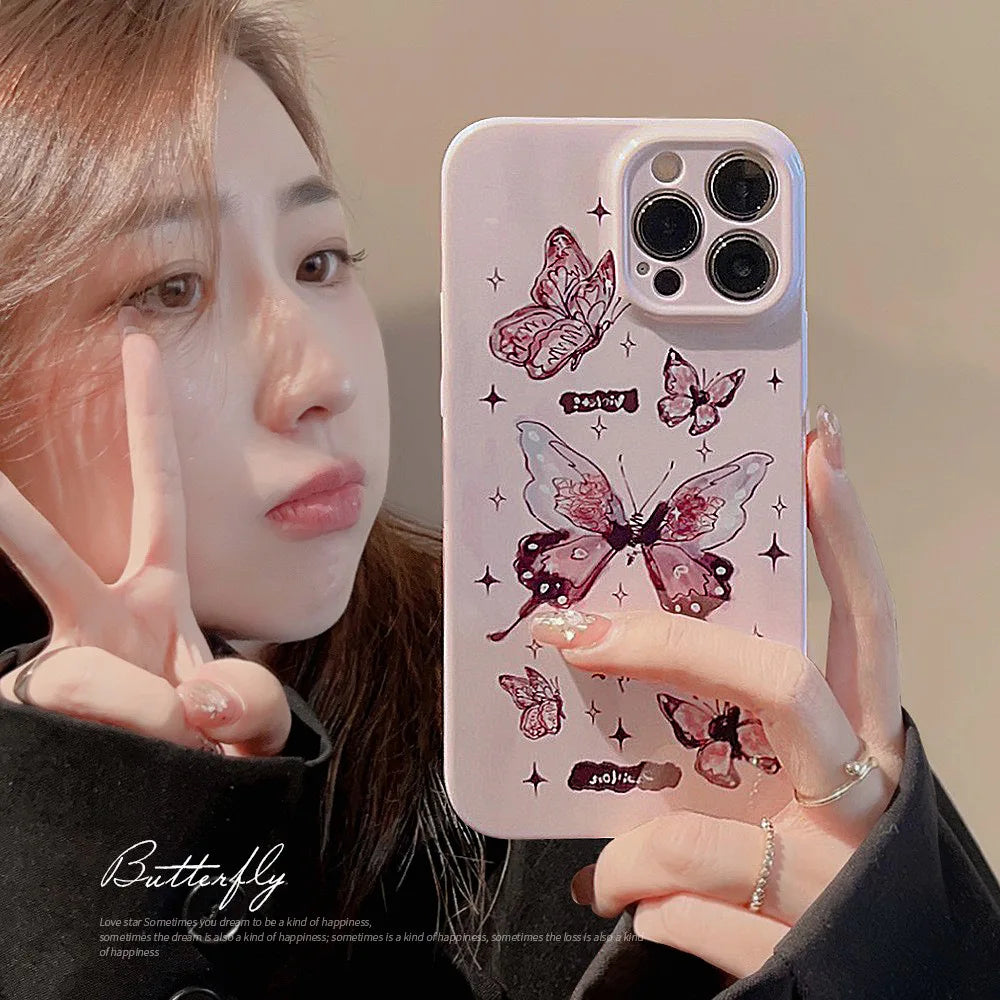 Retro Asthetic Elegant Pictorial Printed Cover For iPhone