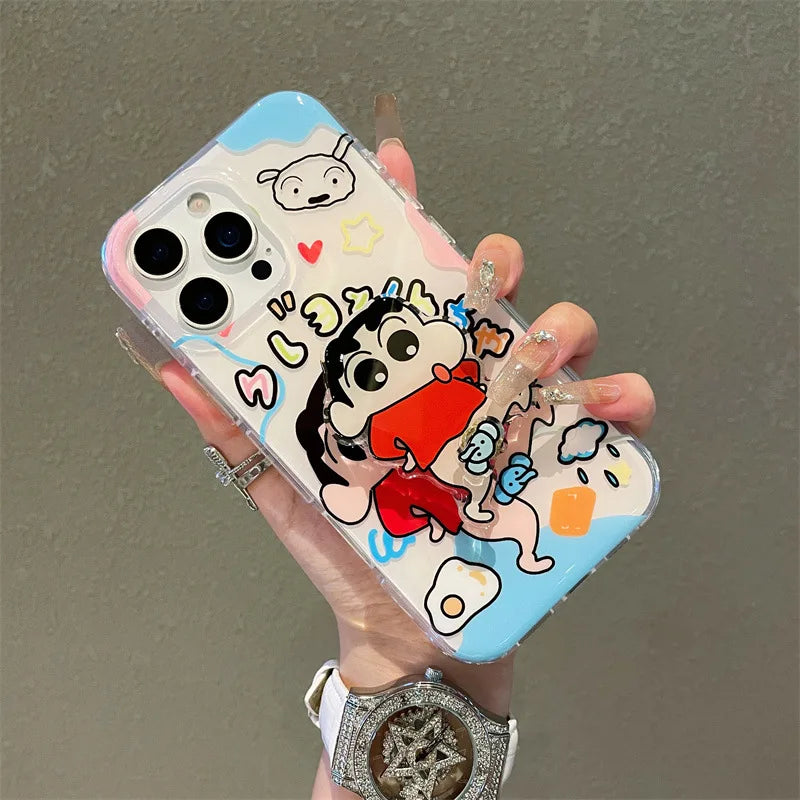 Funny Cartoon Crayon Shin-chan Elephant Rotate Bracket Phone Case For iPhone