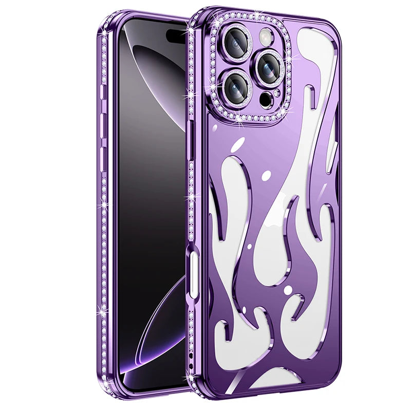Luxury Rhinestone Bumper Hollow Flame Phone Case