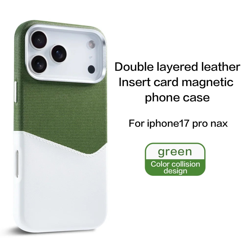 Fabric Splicing Texture Card Insertion Magnetic Phone Case For iPhone