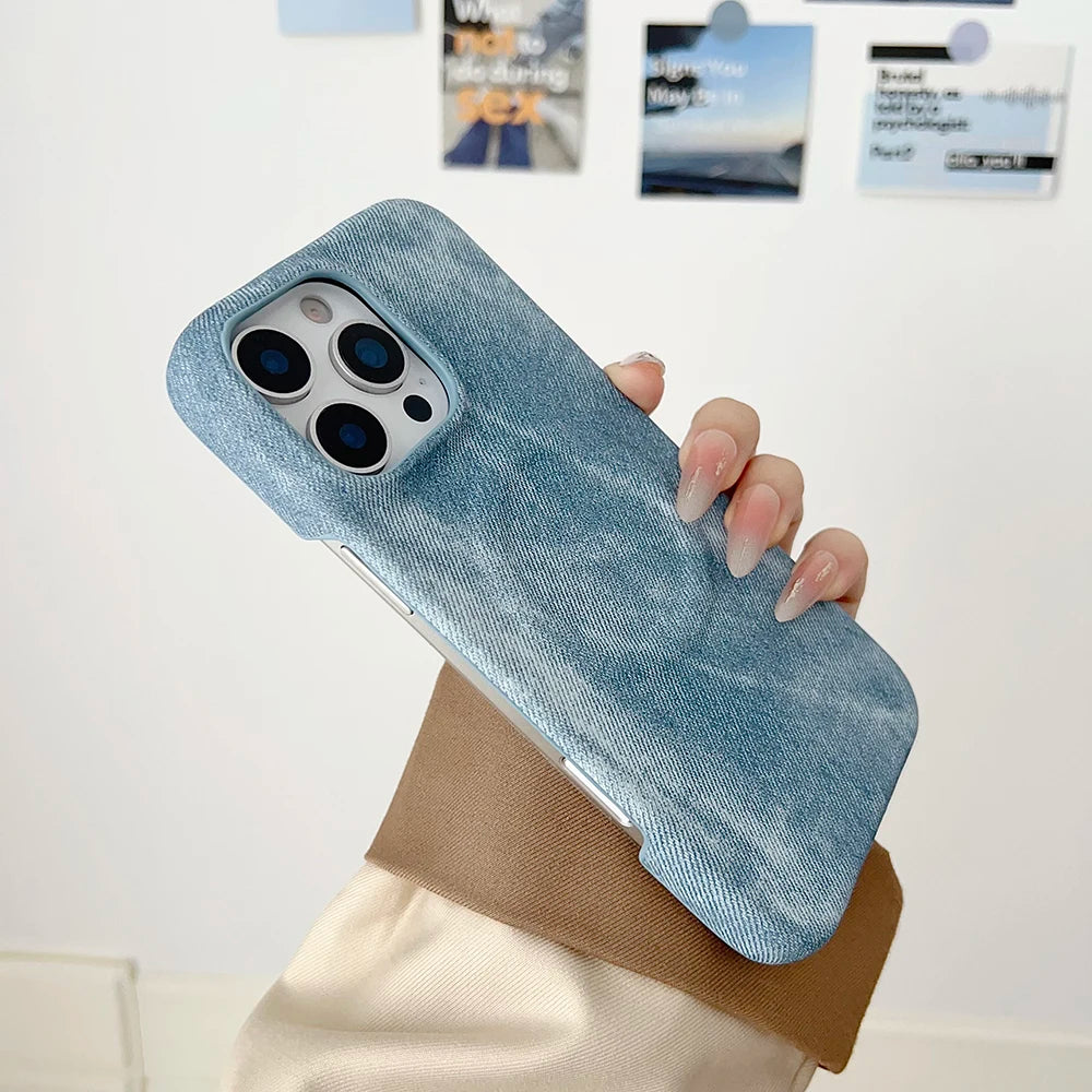Luxury Denim Textured Magnetic Phone Case