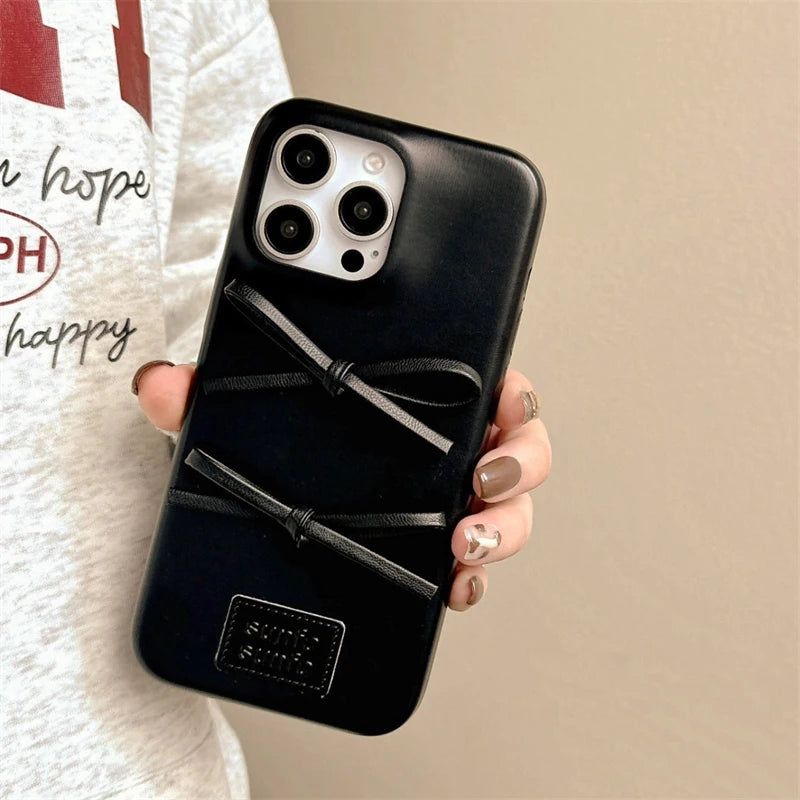 Retro Fashion Lovely Bowknot Leather Phone Case