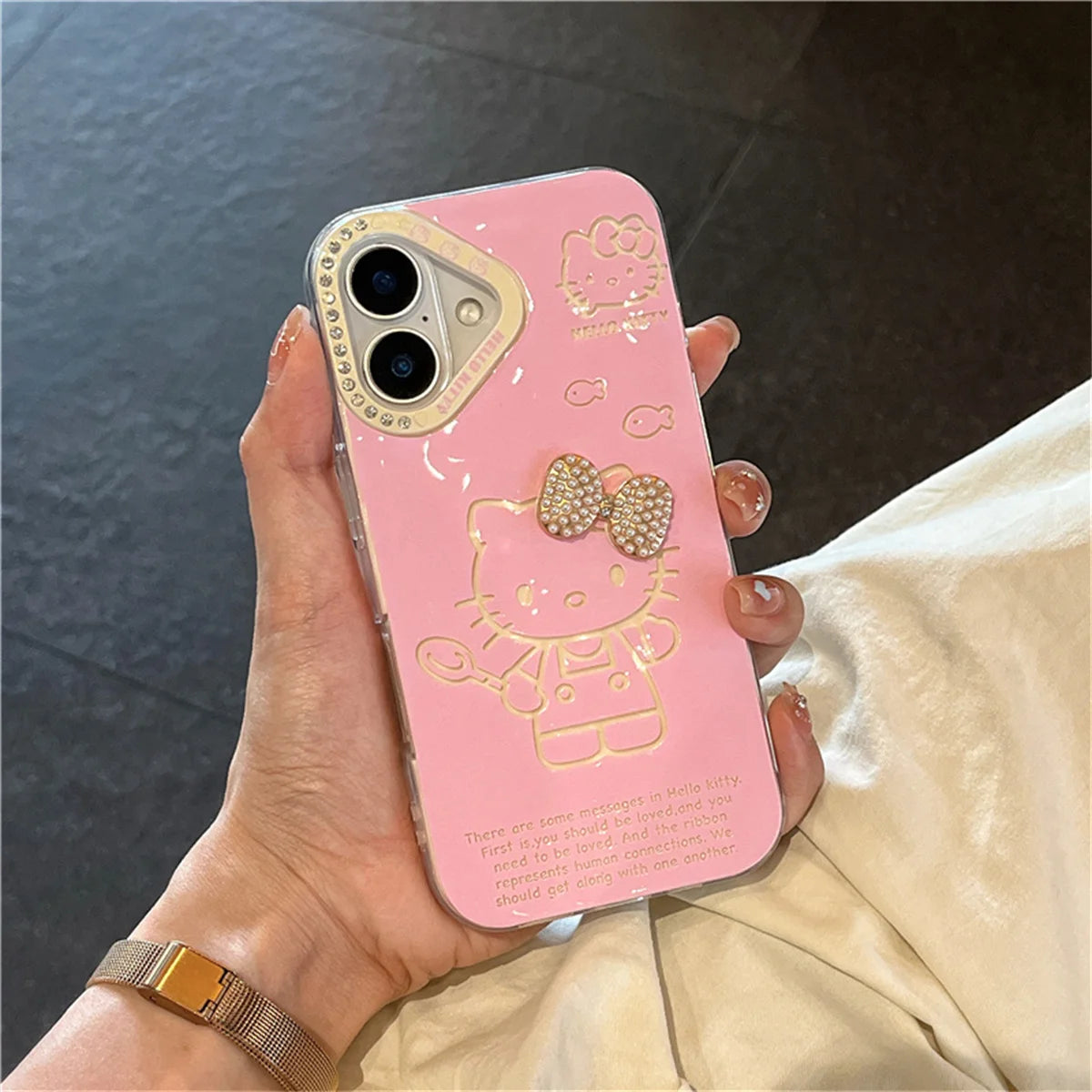 Korean Cute Diamond Camera Pink Phone Case For iPhone