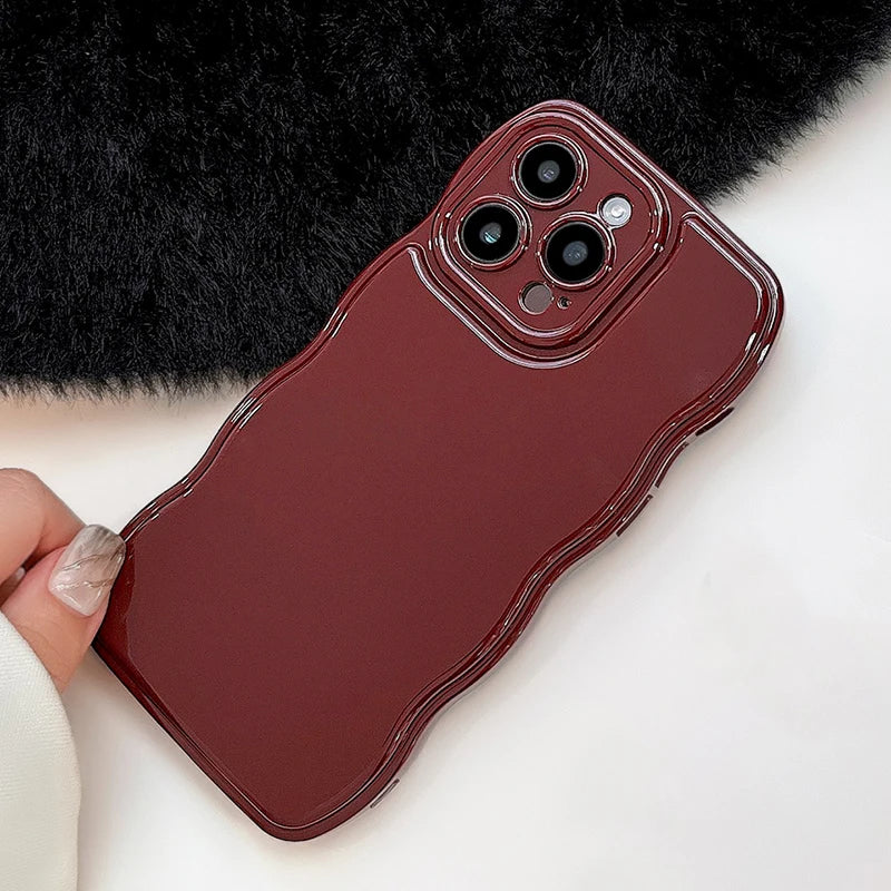 Retro Wine Red Wavy Edge Bumper Phone Case