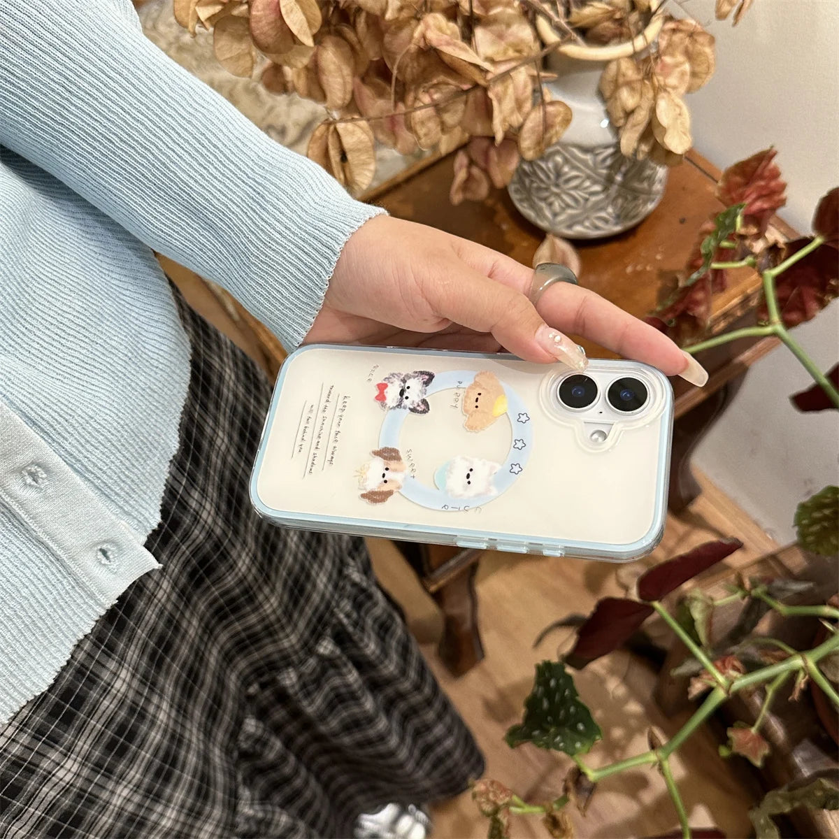 New Cute Cartoon Puppy Magnetic Stand Phone Case