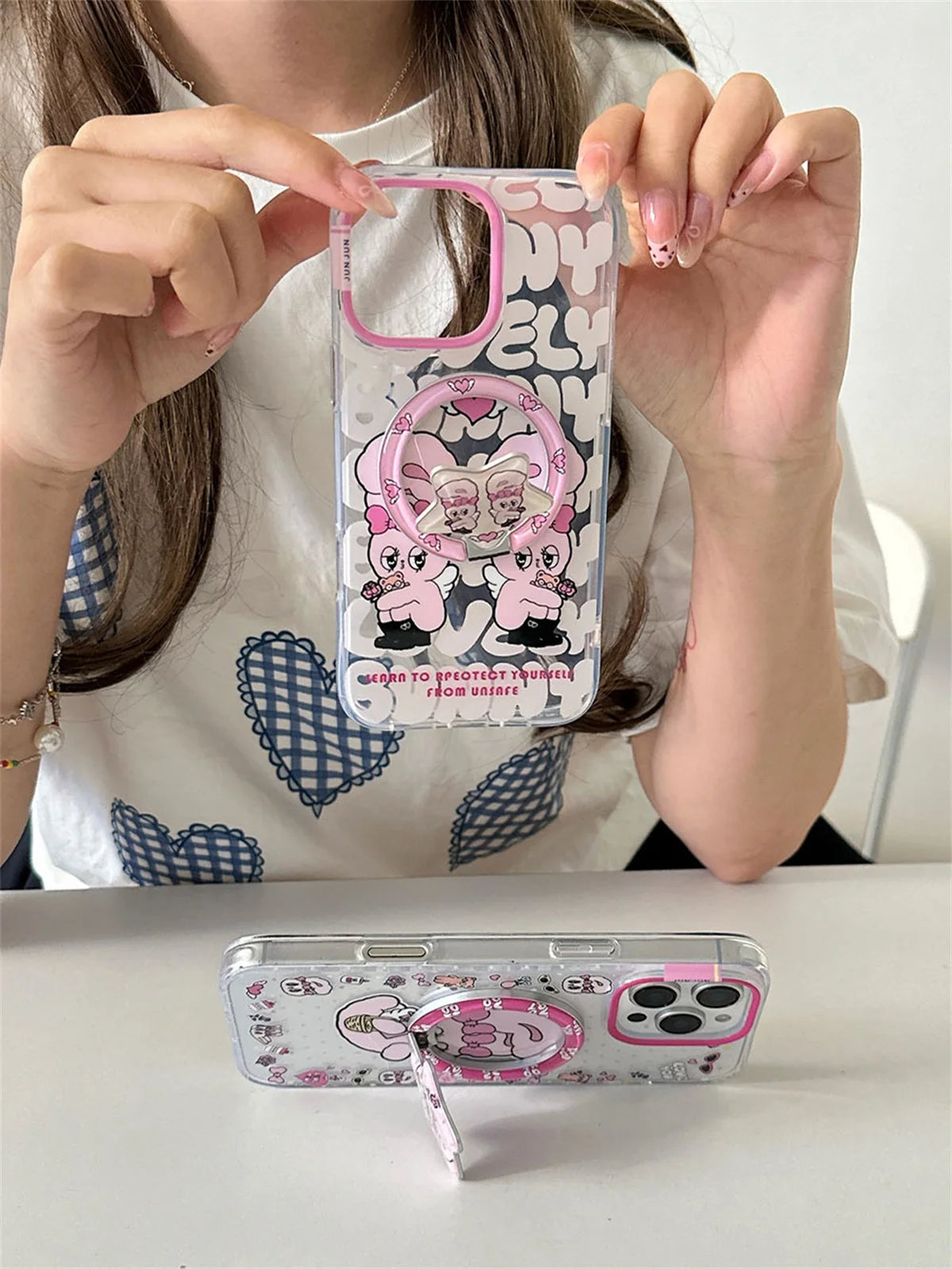 Cute Rabbit Magnetic Stand Holder Phone Case