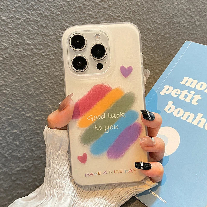 Ins Graffiti Love Heart Smiling Face Pattern Phone Case