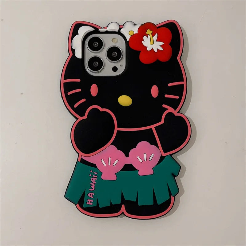 3D Cute Cartoon Hello Kitty Hawaiian Series Phone Case For iPhone