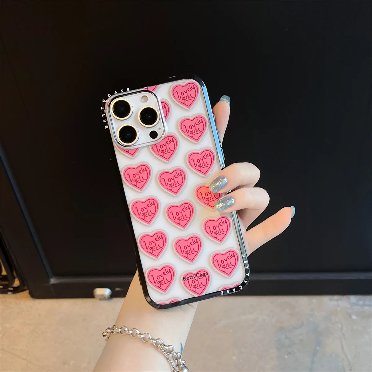 New Cartoon Cute Letter Heart Stand Phone Case