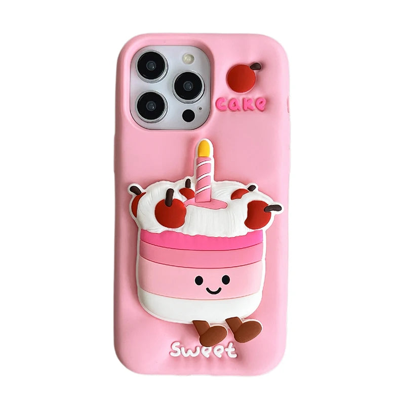 Cute 3D Cake Folding Kickstand Phone Case