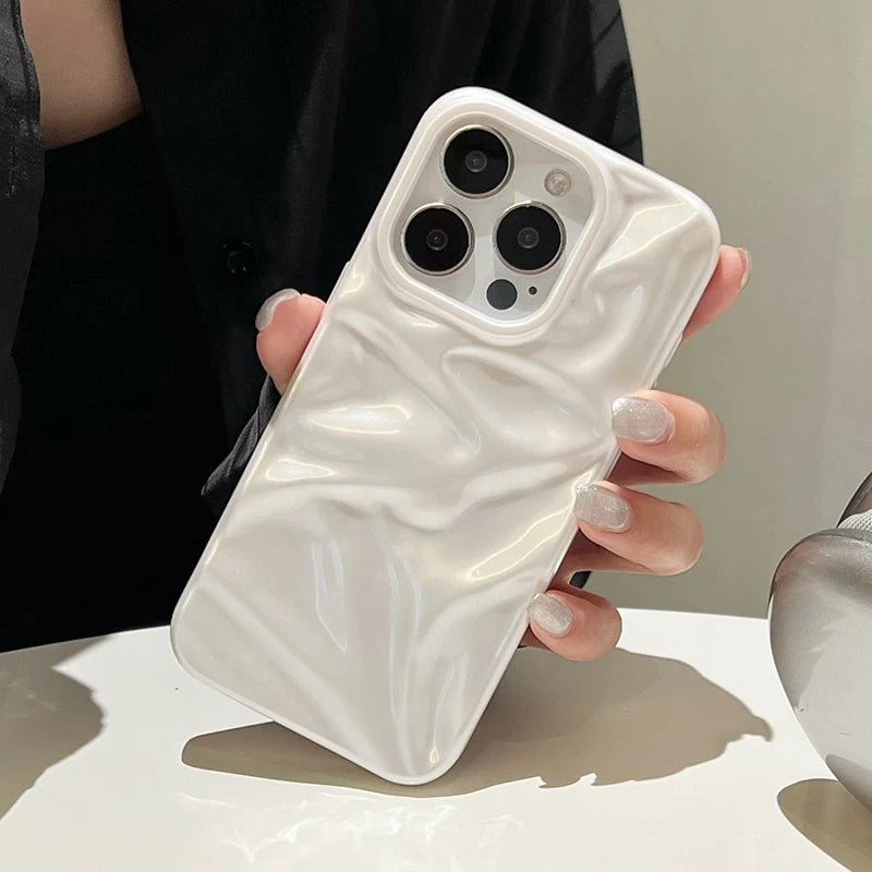 Pearl White Folds Texture Phone Case