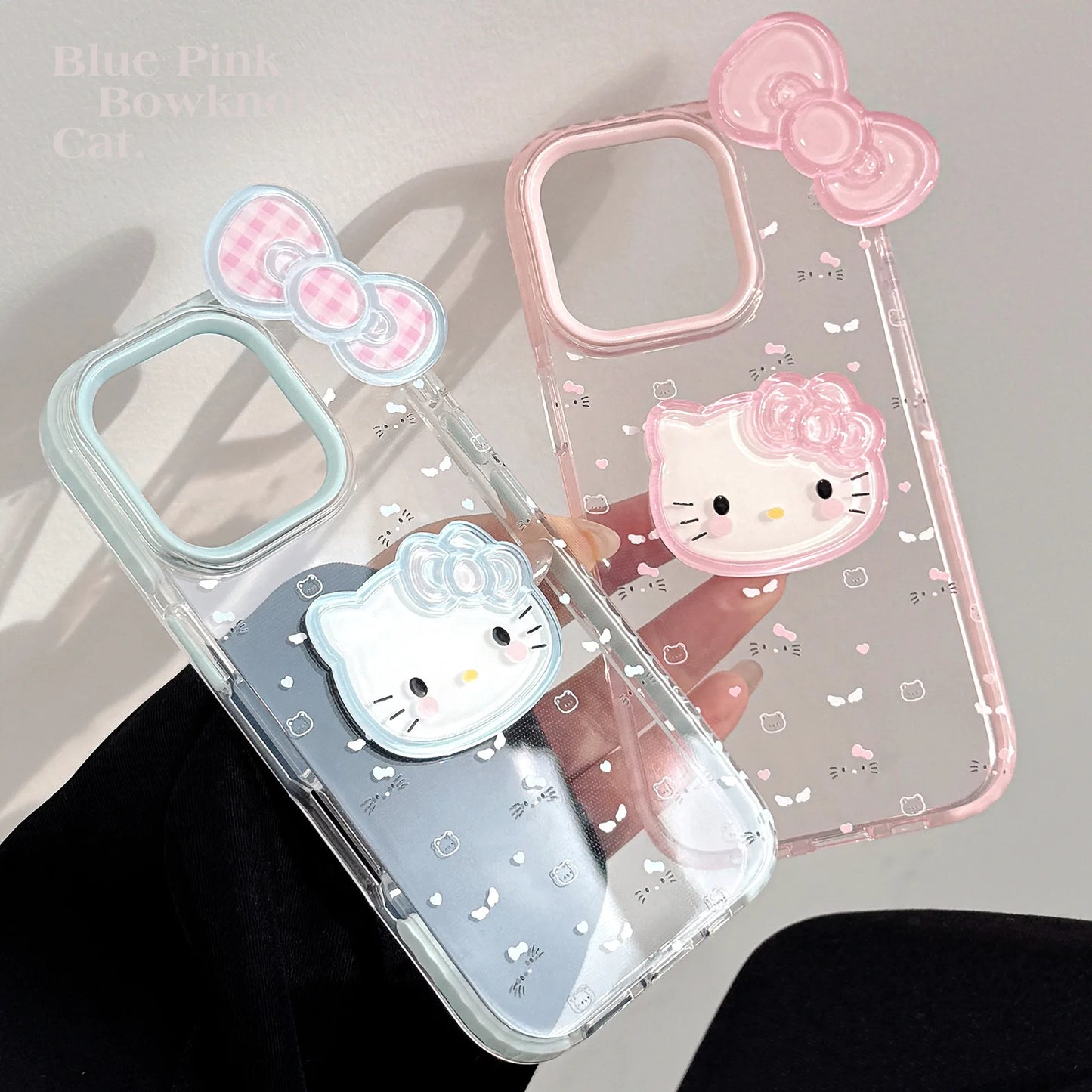 Korean 3D Bowknot Cartoon Hello Kitty Soft Phone Case For iPhone