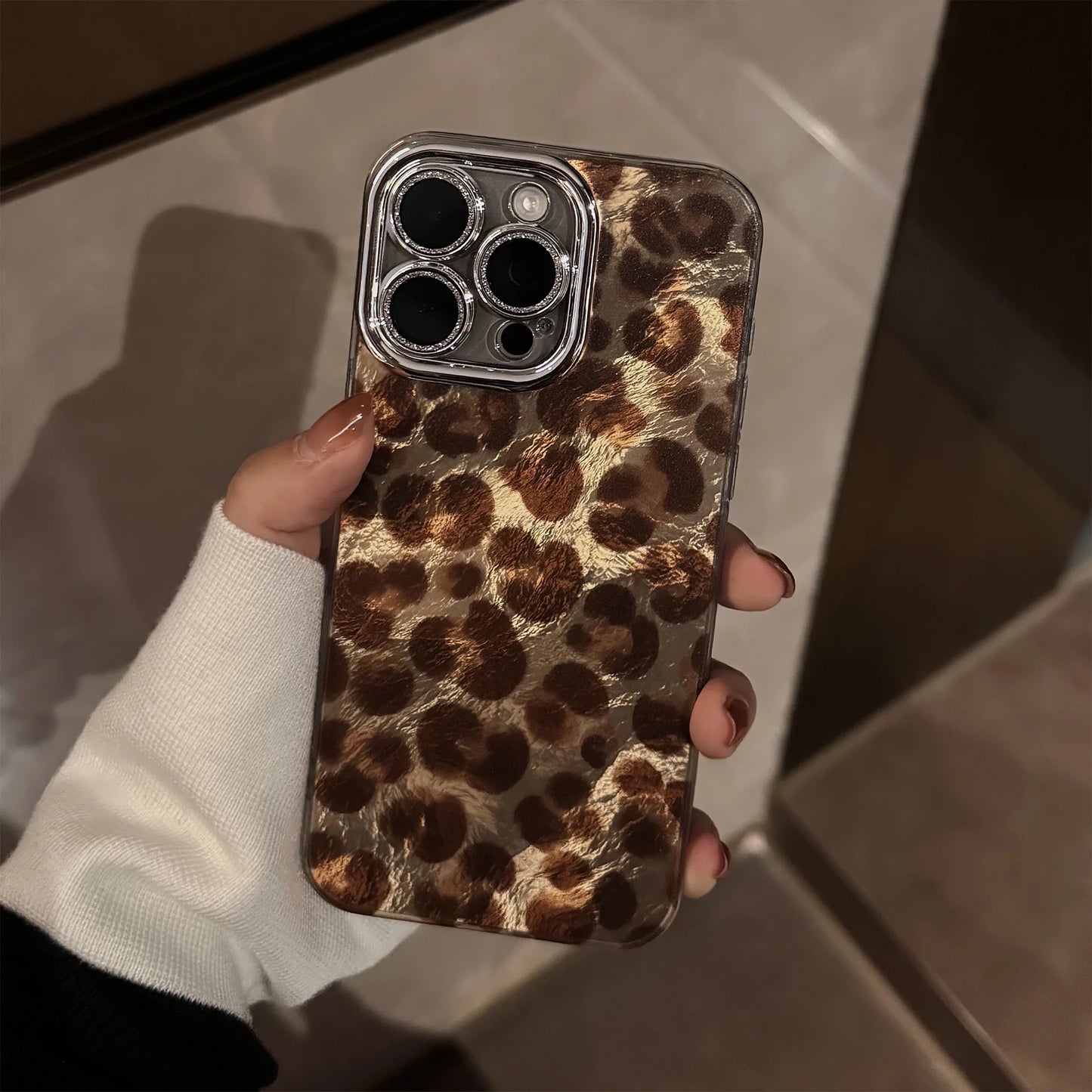 Y2K Leopard With Lanyard Phone Case For iPhone