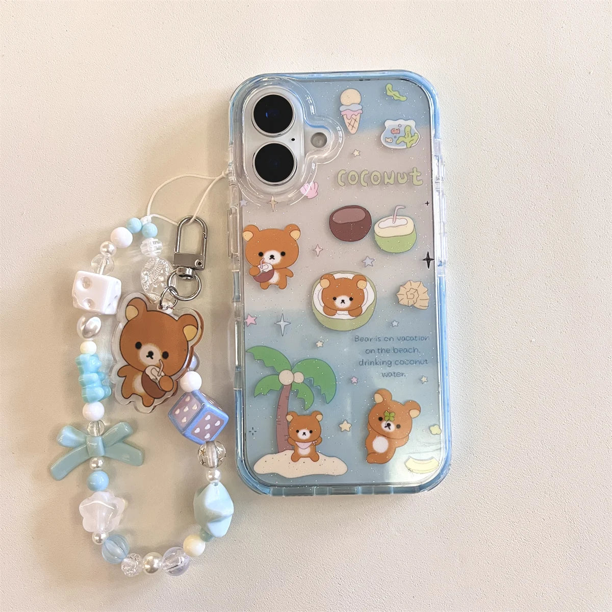 Cute Little Bear On The Blue Coconut Tree Phone Case