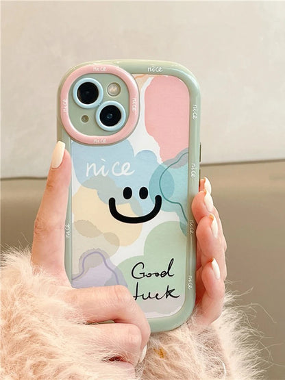 Simple Smile Letters Good Luck Hard Back Cover Case For iPhone