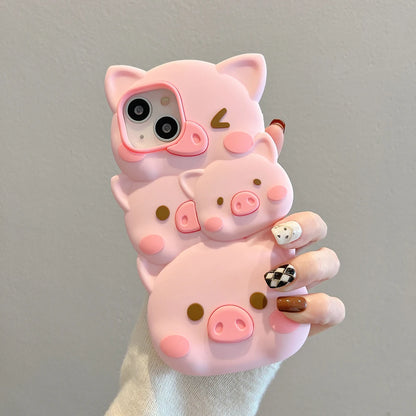 Cute 3D Pig Soft Silicone Phone Case For iPhone