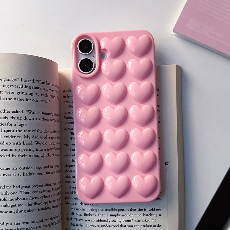 Pink 3D Bubble Pop Heart Cute Girly Phone Case