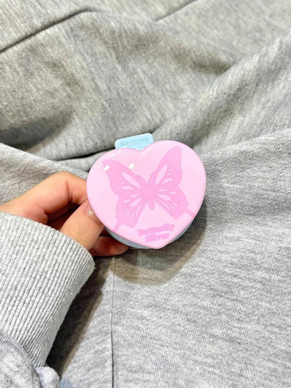 Cute Pink Butterfly Magnetic Grip Tok Stand Holder Phone Case