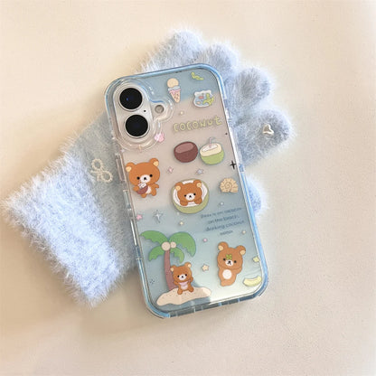 Cute Little Bear On The Blue Coconut Tree Phone Case