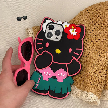 3D Cute Cartoon Hello Kitty Hawaiian Series Phone Case For iPhone