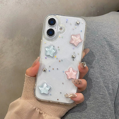 Lovely Colorful 3D Star Bling Glitter Phone Case For iPhone