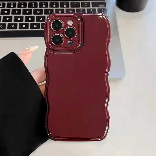 Retro Wine Red Wavy Edge Bumper Phone Case