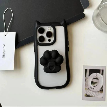Cute 3D Cat Ear Claw Grip Tok Holder Phone Case
