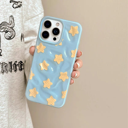 Yellow Stars Blue Wrinkle Fold Phone Case