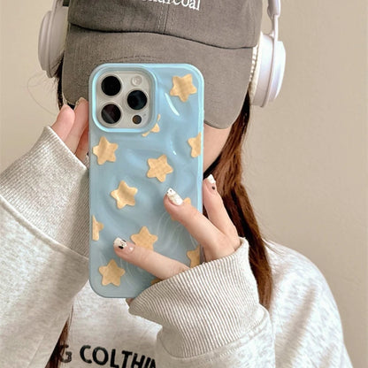 Yellow Stars Blue Wrinkle Fold Phone Case