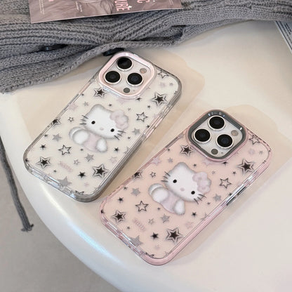 Korean Cartoon Pixel Hello Kitty Stars Soft Phone Case For iPhone