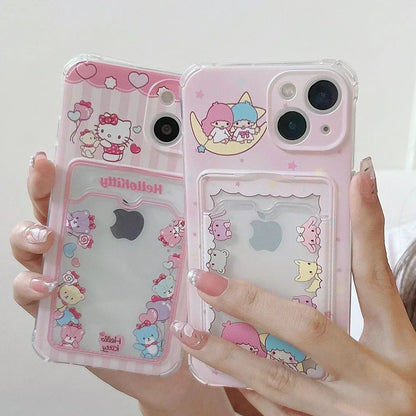 Hellos Kittys Little Twin Stars Card Hold Phone Case