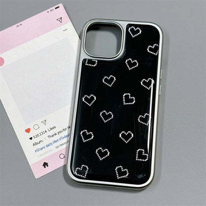 Cartoon Mosaic Love Heart Black Phone Case