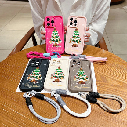 New Year Christmas Santa Lanyard Rope Phone Case For iPhone