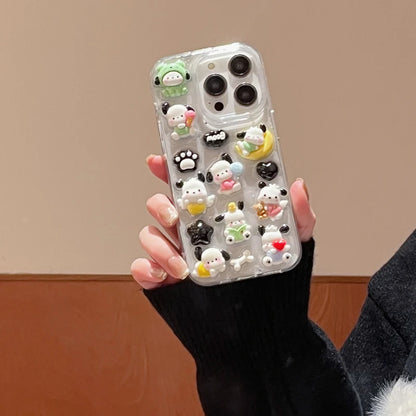 3D Stereoscopic Cute Cartoon Pochacco Transparent Phone Case