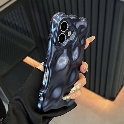 Luxury Matte Blue Bubble Wave Shape Phone Case