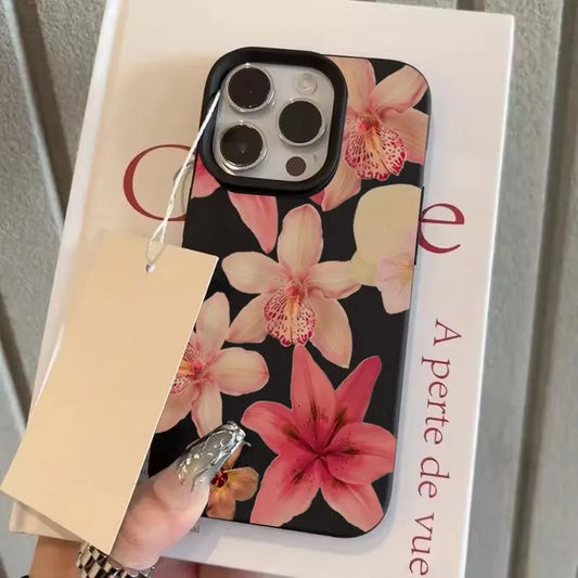 Watercolor Hibiscus Flower Lichee Pattern Phone Case For iPhone