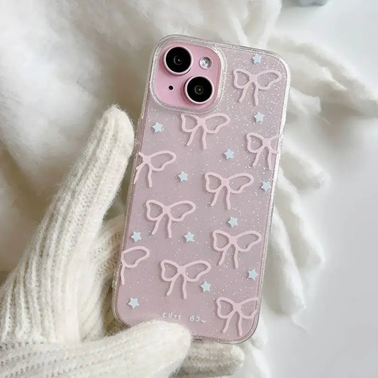 Cute Pink Bow Clear Phone Case