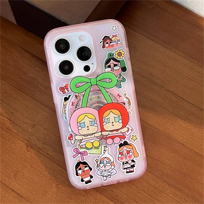 Cute Cartoon Cherry Girl Magnetic Phone Case