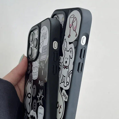 Black Mirror Surface Dog Sticker Phone Case