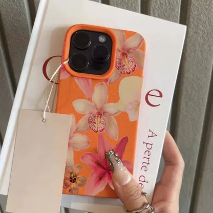 Watercolor Hibiscus Flower Lichee Pattern Phone Case For iPhone