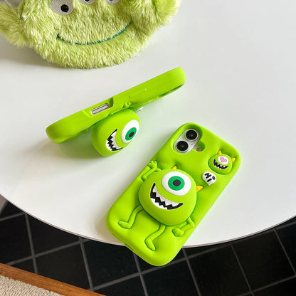 Funny Cartoon Monsters Cover With Stand Holder Soft Silicone Case for iPhone