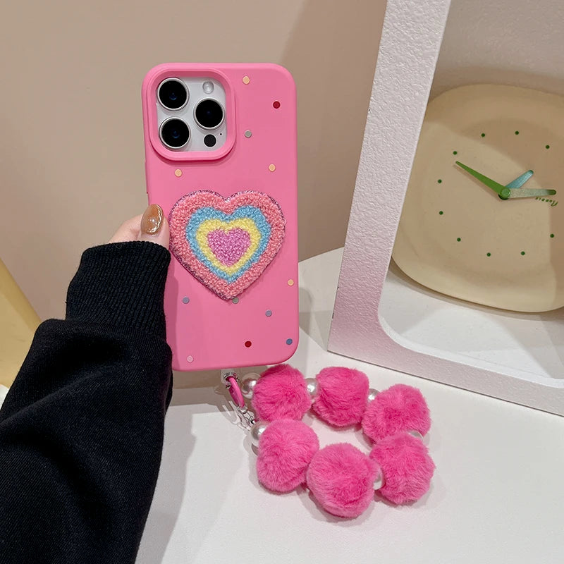Rose Plush Love Heart Phone Case
