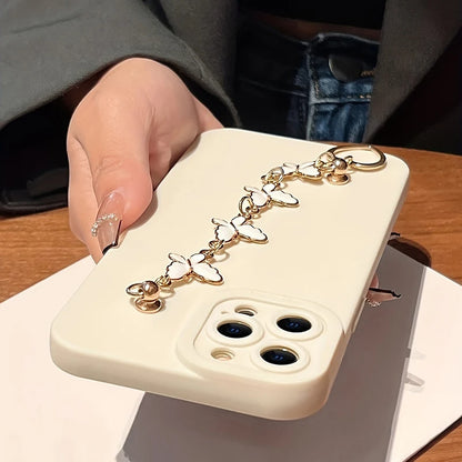Black White Butterfly Chain Phone Case For iPhone