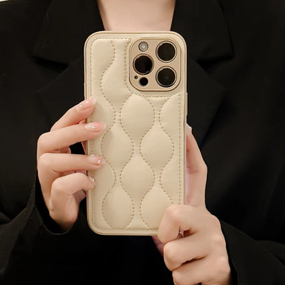 Wave Curve Beige Down Jacket Phone Case